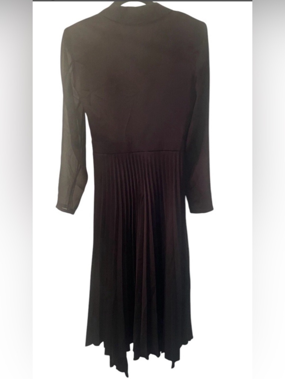 Sandro Paris Black Pleated Midi Dress | Dual Material | US 2 | Elegant - Picture 16 of 16